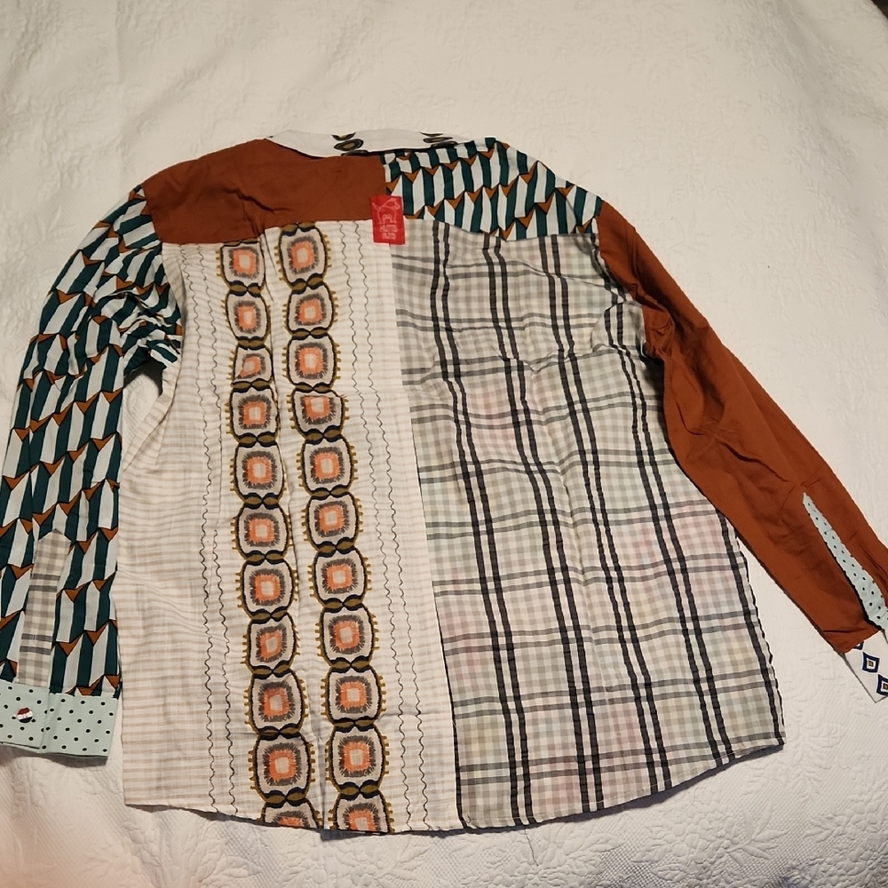Colorful Patchwork Button-Up Shirt - Picture 4 of 7